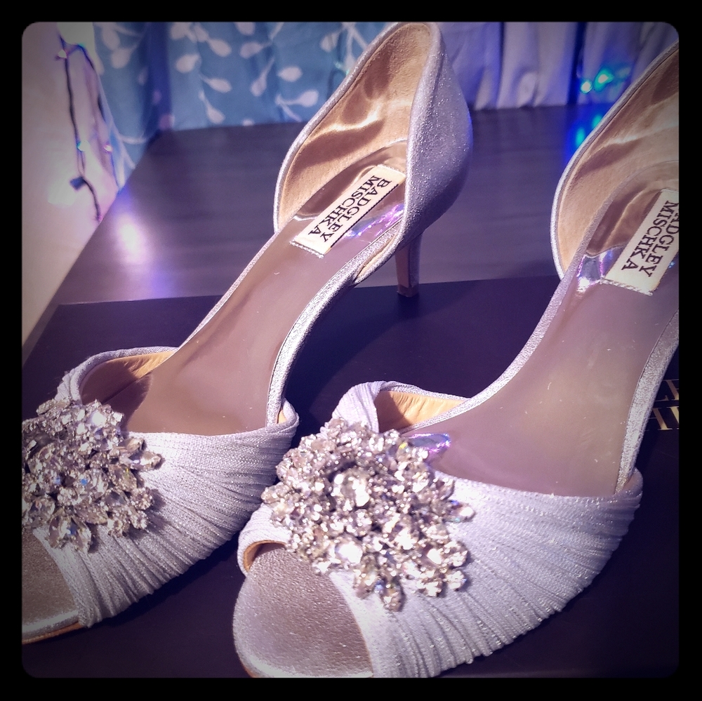 Badgley Mischka Silver Heels
